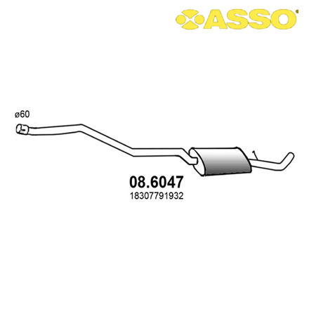 08.6047 ASSO ASSO  Средний глушитель выхлопных газов