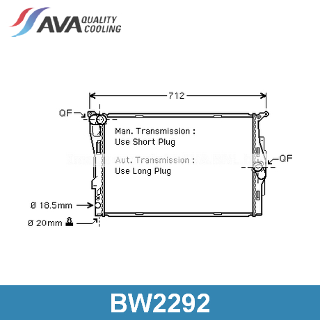 BW2292 AVA QUALITY COOLING AVA QUALITY COOLING  Радиатор охлаждения двигателя; Основной радиатор двигателя