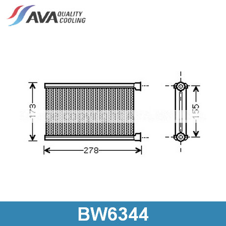 BW6344 AVA QUALITY COOLING AVA QUALITY COOLING  Радиатор печки салона; Радиатор отопителя салона; Теплообменник салона