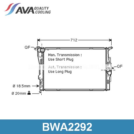 BWA2292 AVA QUALITY COOLING AVA QUALITY COOLING  Радиатор охлаждения двигателя; Основной радиатор двигателя