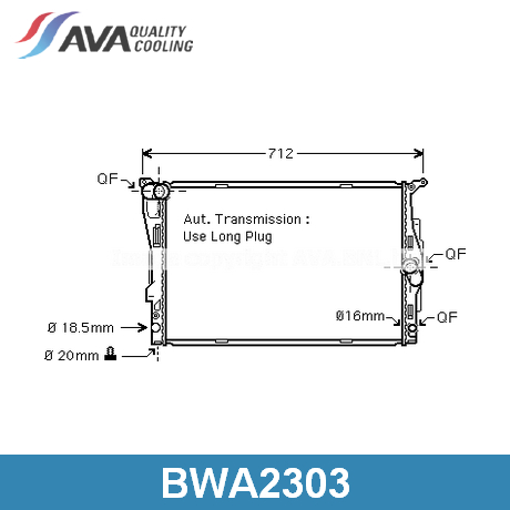 BWA2303 AVA QUALITY COOLING AVA QUALITY COOLING  Радиатор охлаждения двигателя; Основной радиатор двигателя