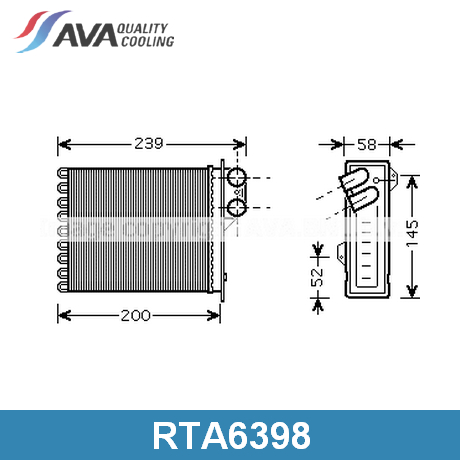 RTA6398 AVA QUALITY COOLING AVA QUALITY COOLING  Радиатор печки салона; Радиатор отопителя салона; Теплообменник салона
