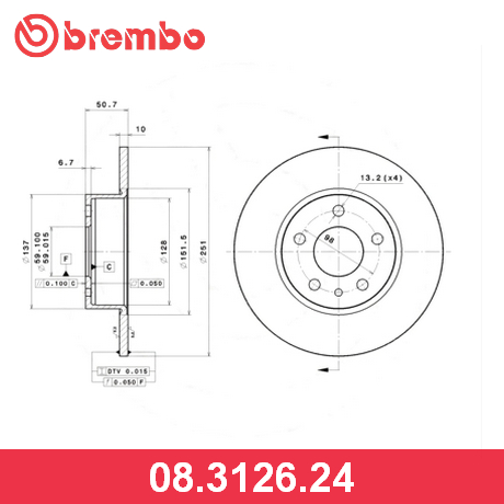 08.3126.24 BREMBO BREMBO  Тормозной диск