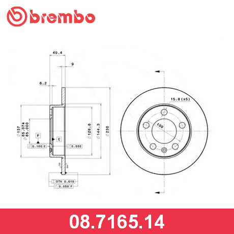 08.7165.14 BREMBO  Тормозной диск
