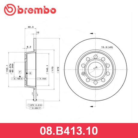 08.B413.10 BREMBO  Тормозной диск