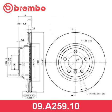 09.A259.10 BREMBO BREMBO  Тормозной диск