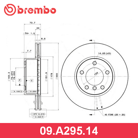 09.A295.14 BREMBO BREMBO  Тормозной диск
