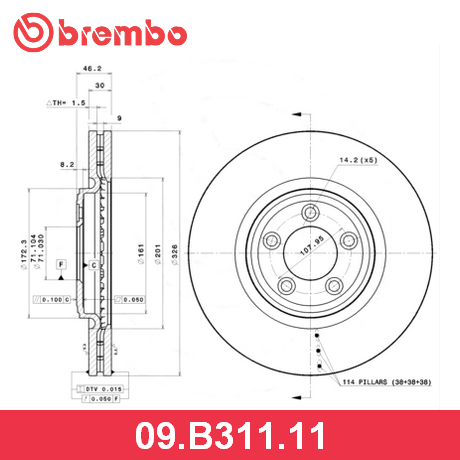 09.B311.11 BREMBO  Тормозной диск