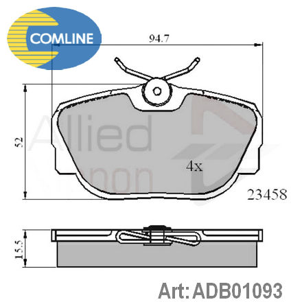 ADB01093 COMLINE  Комплект тормозных колодок, дисковый тормоз