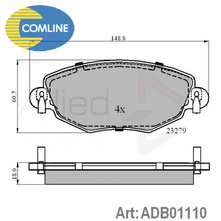 ADB01110 COMLINE  Комплект тормозных колодок, дисковый тормоз