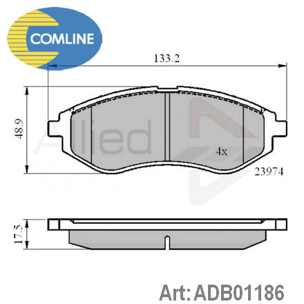 ADB01186 COMLINE  Комплект тормозных колодок, дисковый тормоз