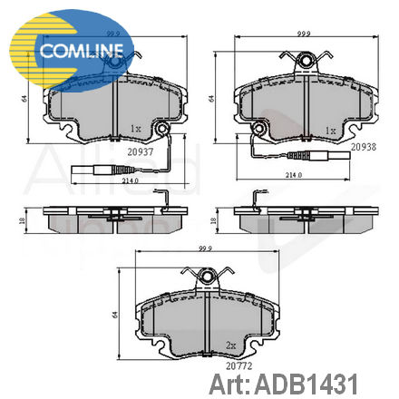 ADB1431 COMLINE  Комплект тормозных колодок, дисковый тормоз