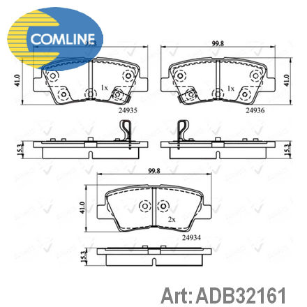 ADB32161 COMLINE  Комплект тормозных колодок, дисковый тормоз