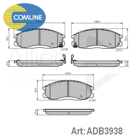 ADB3938 COMLINE  Комплект тормозных колодок, дисковый тормоз