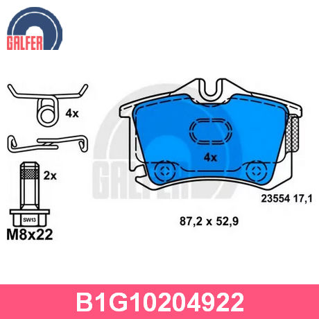 B1.G102-0492.2 GALFER  Комплект тормозных колодок, дисковый тормоз