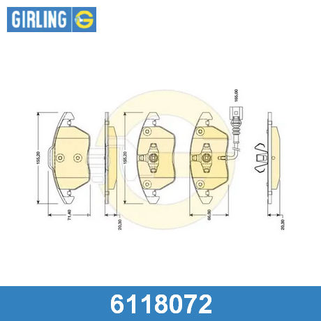 6118072 GIRLING  Комплект тормозных колодок, дисковый тормоз