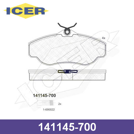 141145-700 ICER  Комплект тормозных колодок, дисковый тормоз