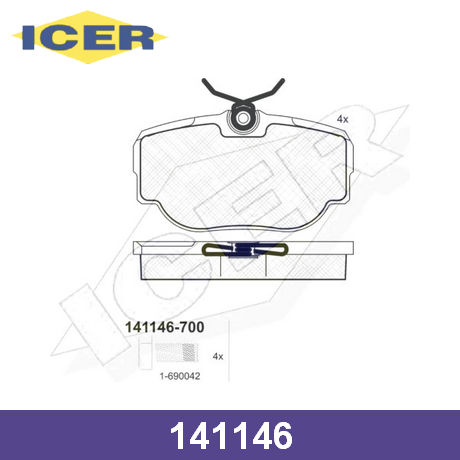 141146 ICER  Комплект тормозных колодок, дисковый тормоз