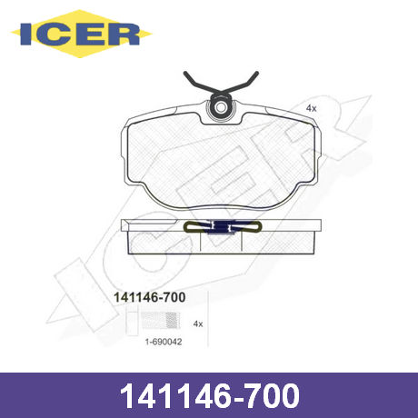 141146-700 ICER  Комплект тормозных колодок, дисковый тормоз