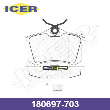 180697-703 ICER  Комплект тормозных колодок, дисковый тормоз