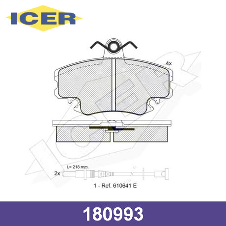 180993 ICER  Комплект тормозных колодок, дисковый тормоз