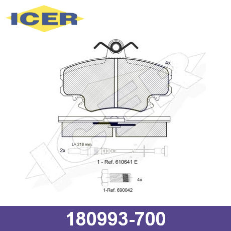 180993-700 ICER  Комплект тормозных колодок, дисковый тормоз