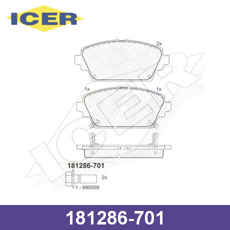 181286-701 ICER  Комплект тормозных колодок, дисковый тормоз