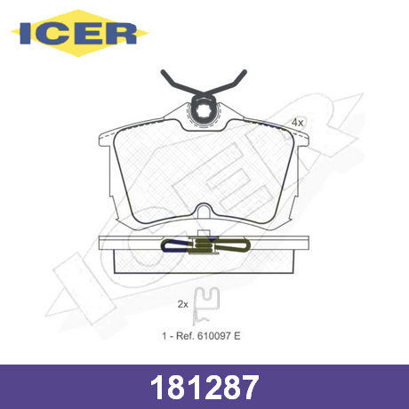 181287 ICER  Комплект тормозных колодок, дисковый тормоз