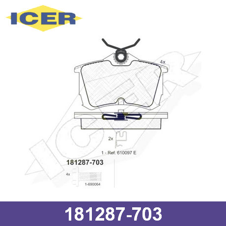 181287-703 ICER  Комплект тормозных колодок, дисковый тормоз