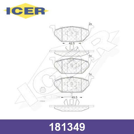 181349 ICER  Комплект тормозных колодок, дисковый тормоз