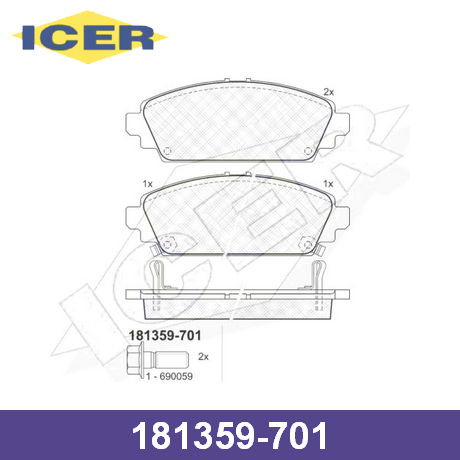 181359-701 ICER  Комплект тормозных колодок, дисковый тормоз