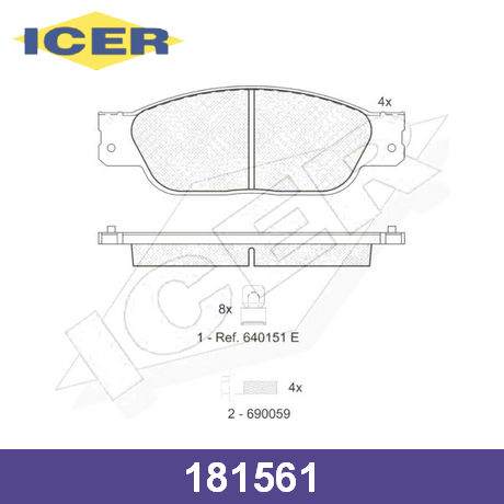 181561 ICER  Комплект тормозных колодок, дисковый тормоз