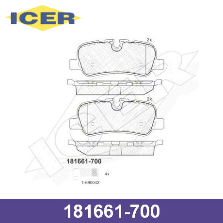 181661-700 ICER  Комплект тормозных колодок, дисковый тормоз