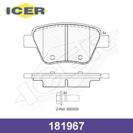 181967 ICER  Комплект тормозных колодок, дисковый тормоз