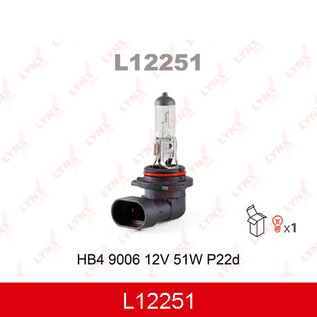 L12251 LYNXAUTO  Лампа накаливания, фара дальнего света; Лампа накаливания, основная фара; Лампа накаливания, противотуманная фара; Лампа накаливания, фара с авт. системой стабилизации