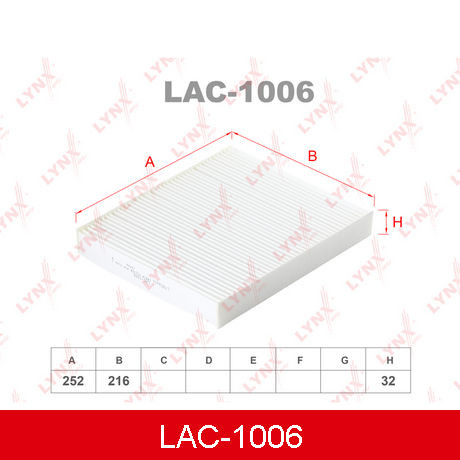 LAC-1006 LYNXAUTO LYNXAUTO  Фильтр салонный; Фильтр кондиционера; Фильтр очистки воздуха в салоне;