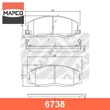 6738 MAPCO  Комплект тормозных колодок, дисковый тормоз