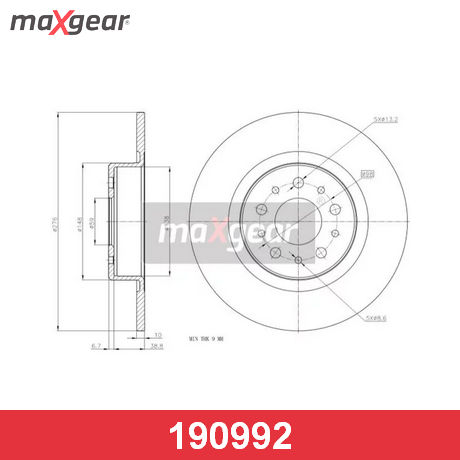 19-0992 MAXGEAR MAXGEAR  Тормозной диск