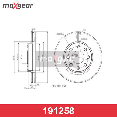 19-1258 MAXGEAR  Тормозной диск