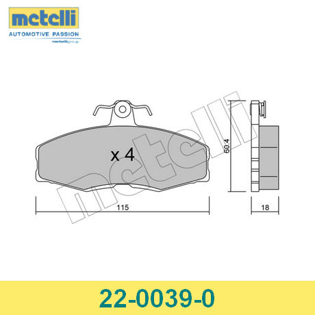 22-0039-0 METELLI  Комплект тормозных колодок, дисковый тормоз