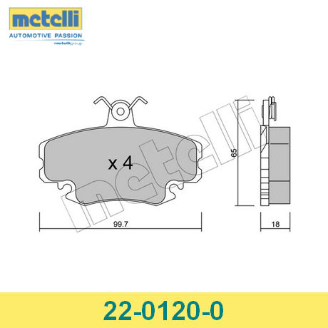 22-0120-0 METELLI  Комплект тормозных колодок, дисковый тормоз