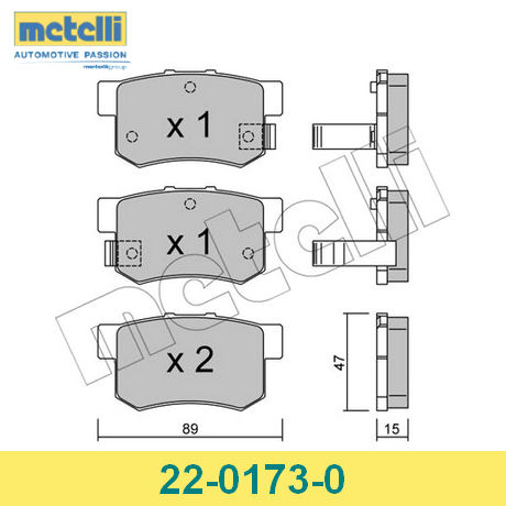 22-0173-0 METELLI  Комплект тормозных колодок, дисковый тормоз