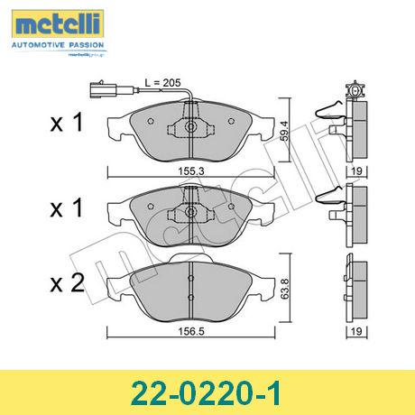 22-0220-1 METELLI  Комплект тормозных колодок, дисковый тормоз
