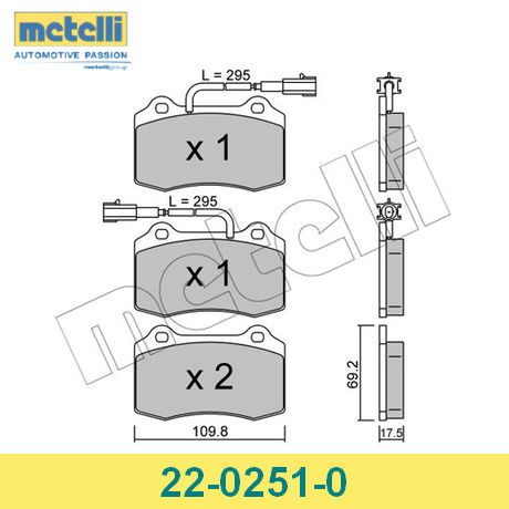 22-0251-0 METELLI  Комплект тормозных колодок, дисковый тормоз