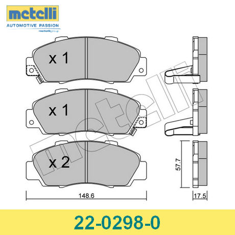 22-0298-0 METELLI  Комплект тормозных колодок, дисковый тормоз