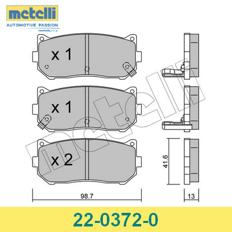 22-0372-0 METELLI  Комплект тормозных колодок, дисковый тормоз