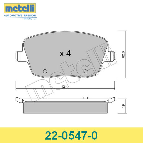 22-0547-0 METELLI  Комплект тормозных колодок, дисковый тормоз