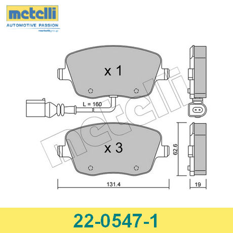 22-0547-1 METELLI  Комплект тормозных колодок, дисковый тормоз