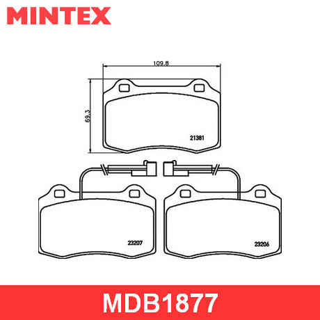 MDB1877 MINTEX  Комплект тормозных колодок, дисковый тормоз