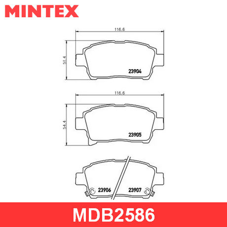 MDB2586 MINTEX  Комплект тормозных колодок, дисковый тормоз